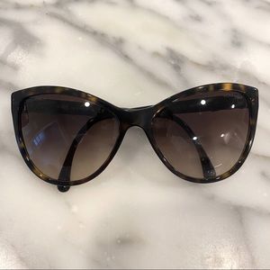 Chanel Brown Havana Ch 5281-q C.714/S5 58mm Leather Bow Gradient Lens Sunglasses